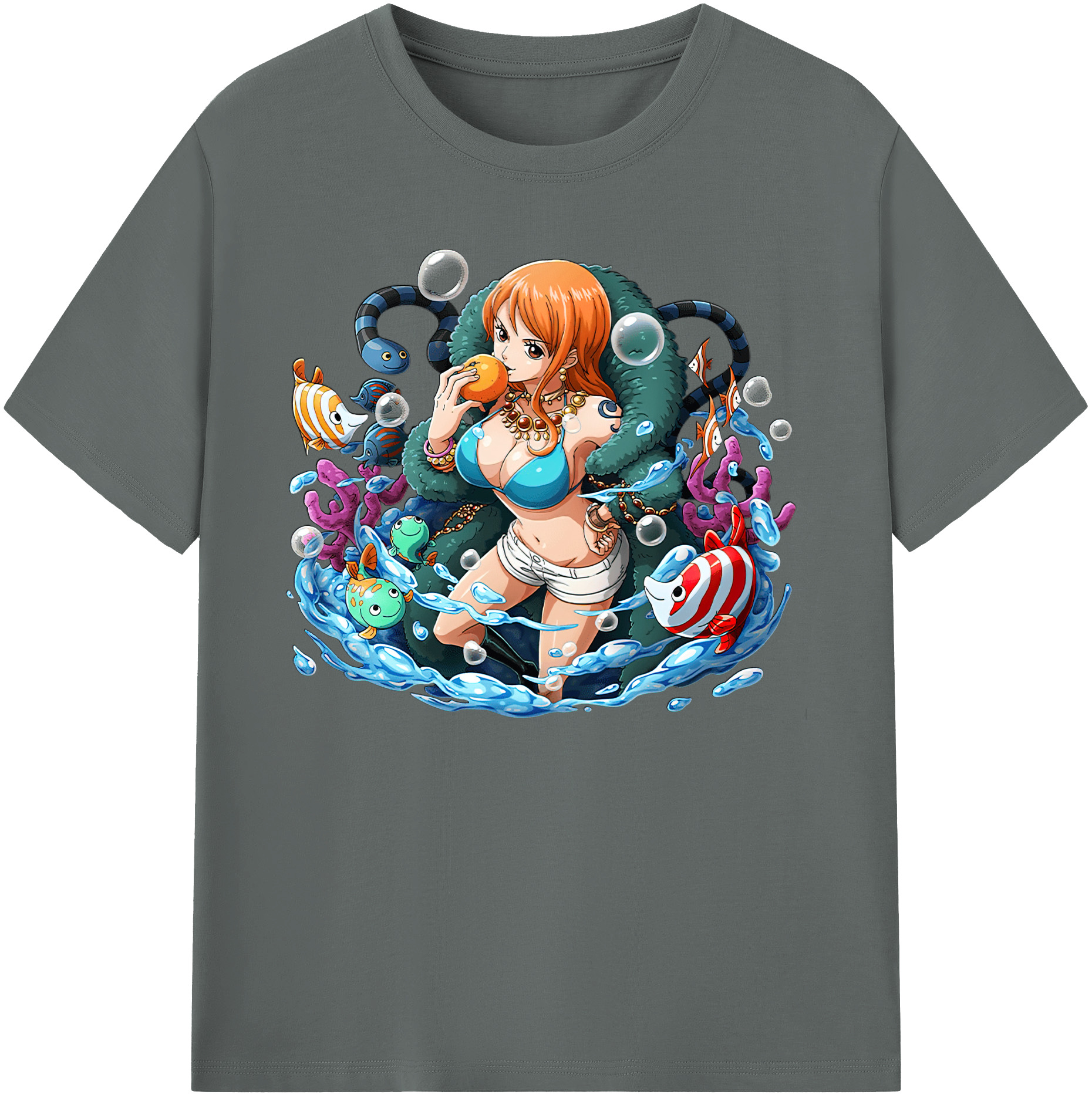 （画像用） ワンピース ナミ ONE PIECE Nami 綿100％ メンズ半袖Tシャツ｜肌触りやわらか＆通気性